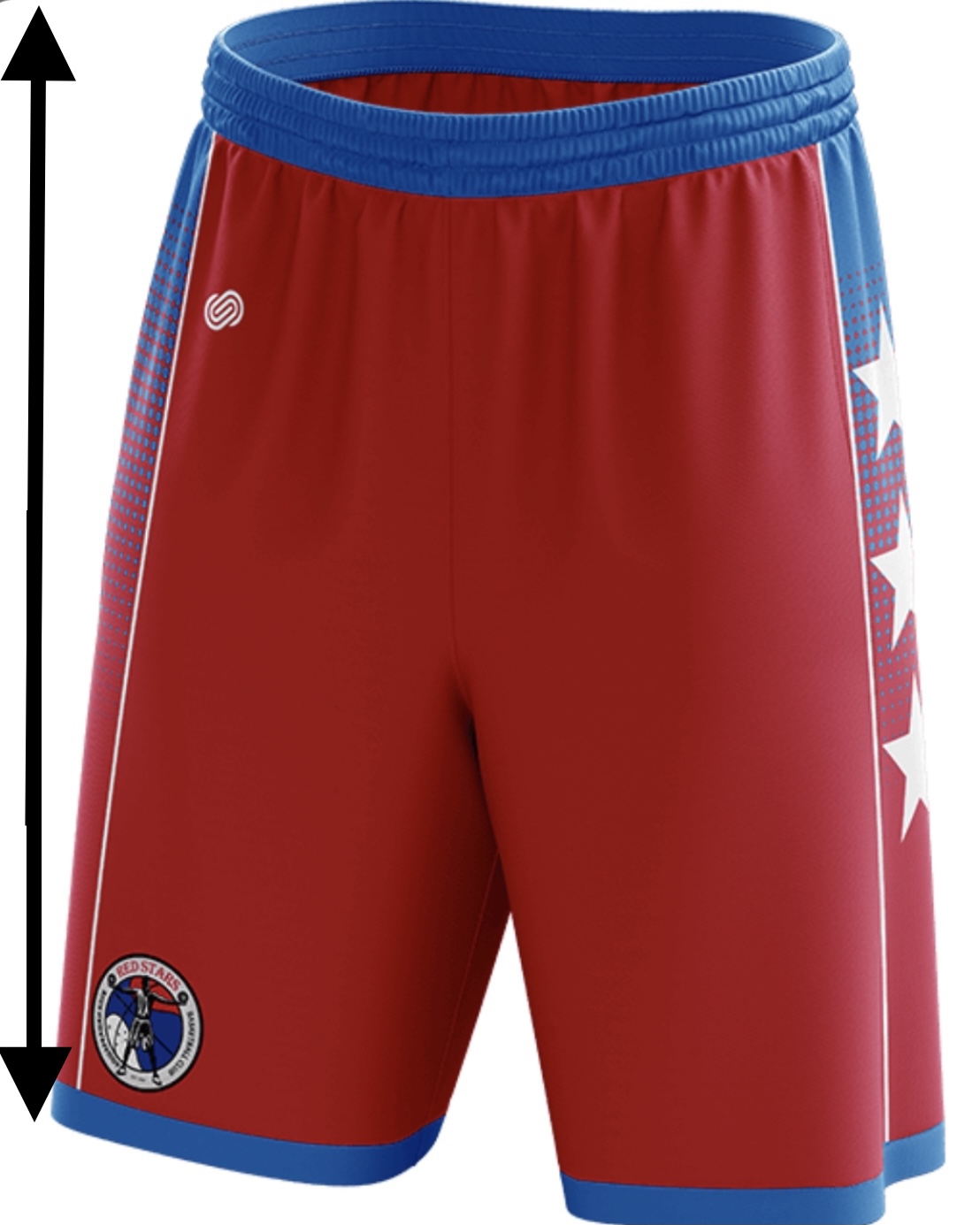 red stars jersey shorts